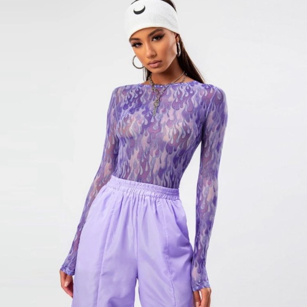 Purple Flames - Mesh Top